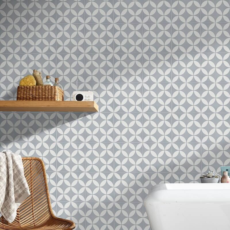 Handmade Amlo in Grey and White Tile, Pack of 12 (Morocco)