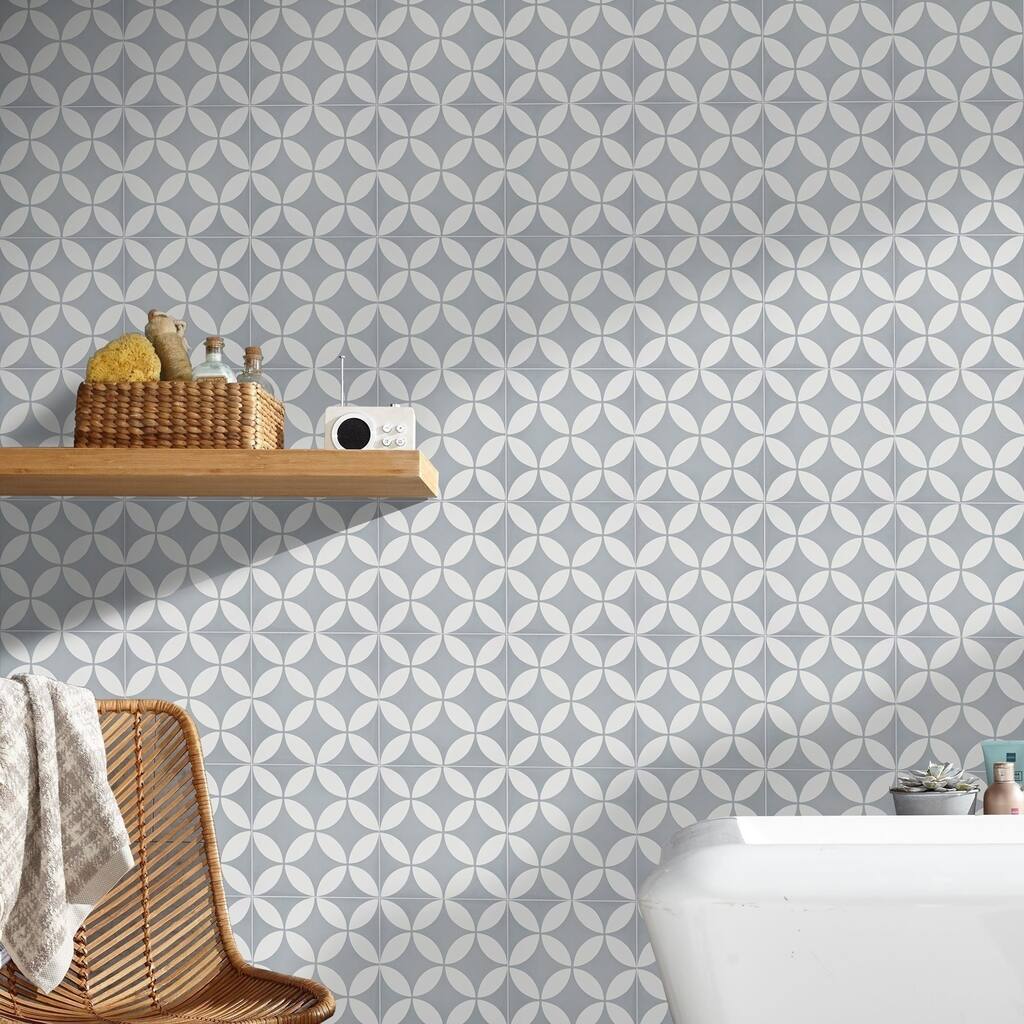 Handmade Amlo in Grey and White Tile, Pack of 12 (Morocco)