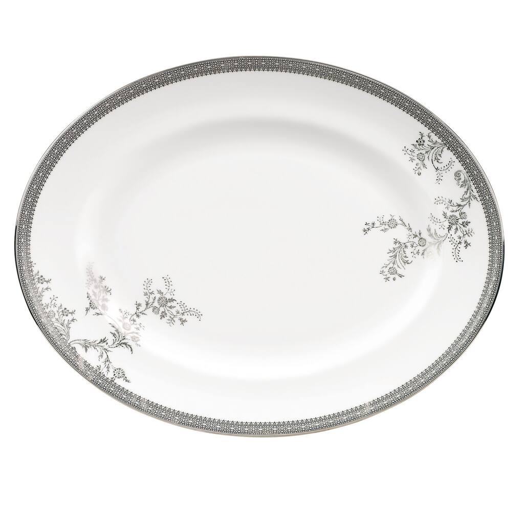 Vera Wang Lace Platinum 13.75-inch Fine Bone China Oval Platter
