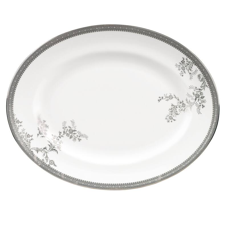 Vera Wang Lace Platinum 13.75-inch Fine Bone China Oval Platter