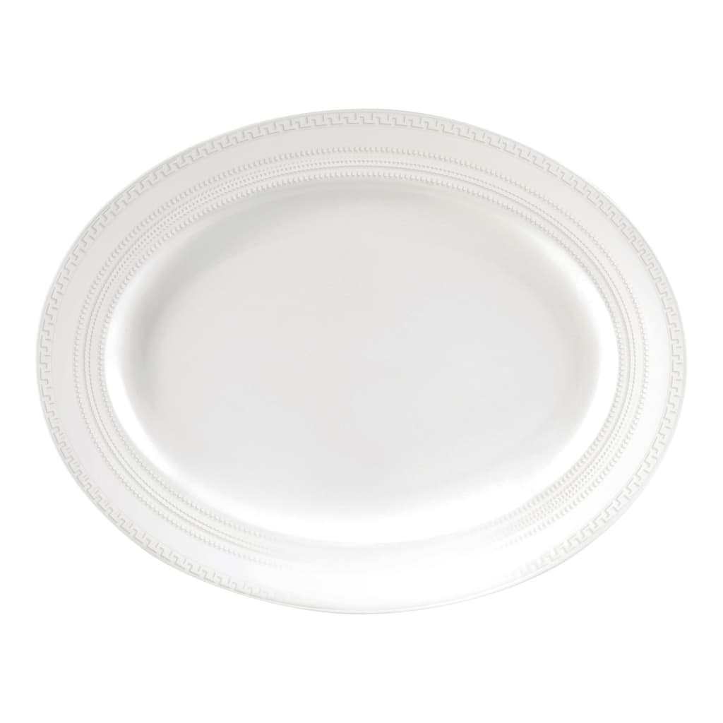 Wedgwood White Glaze 13.75-inch Intaglio Fine Bone China Oval Platter