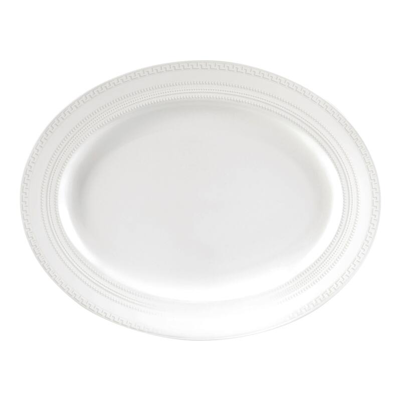 Wedgwood White Glaze 13.75-inch Intaglio Fine Bone China Oval Platter