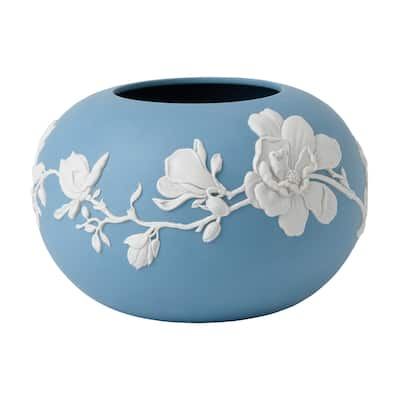 Wedgwood Jasperware Blue 6-inch Magnolia Blossom Rose Bowl