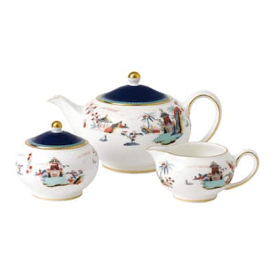 Wedgwood Wonderlust Blue Pagoda 3-piece Fine Bone China Tea Set