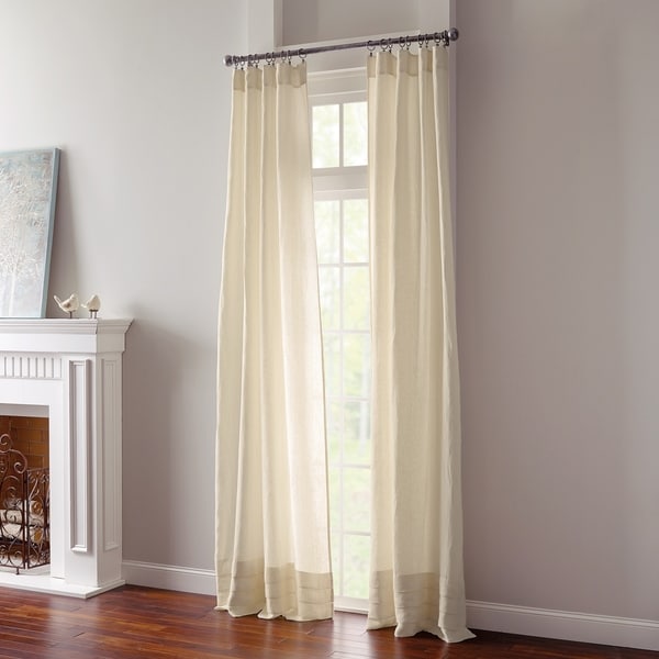 Layla Ivory Semi Sheer Linen Single Curtain Panel - 50" x 84"