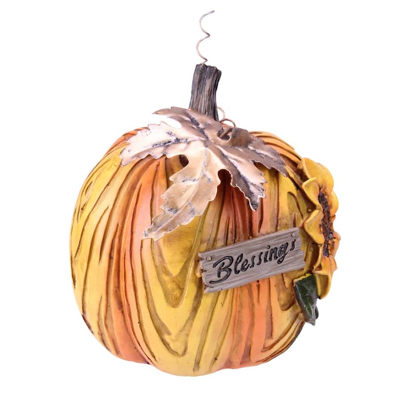 6.5" Sunflower Blessings Thanksgiving Table Top Pumpkin