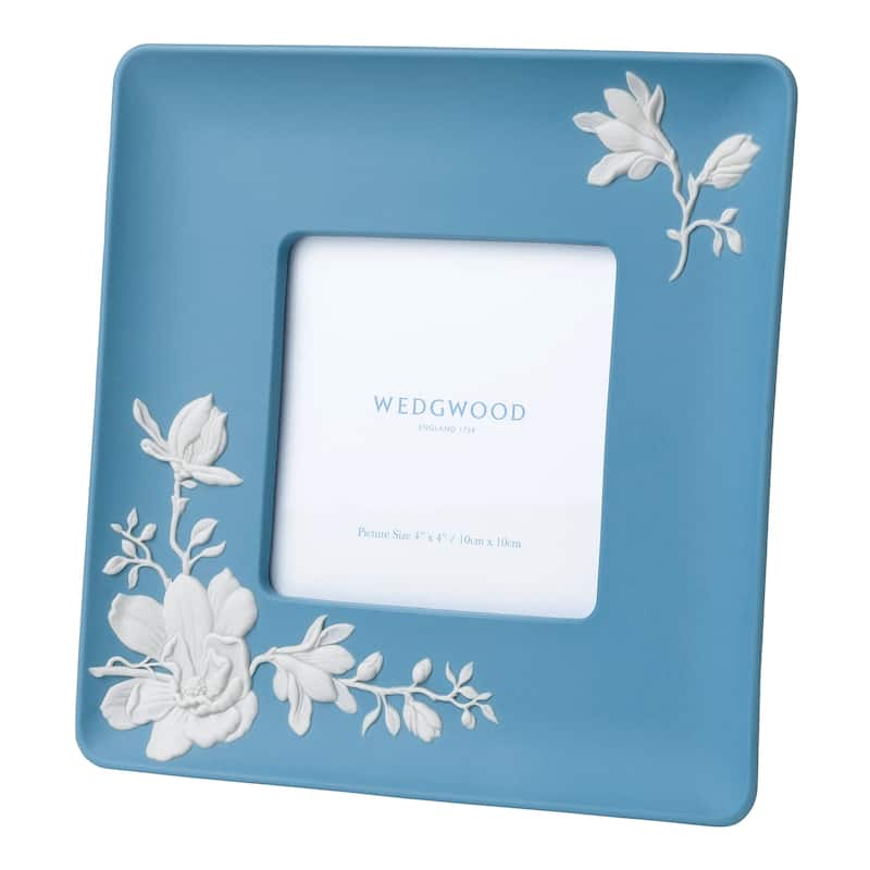 Wedgwood Jasperware Blue 4x4 Magnolia Blossom Frame