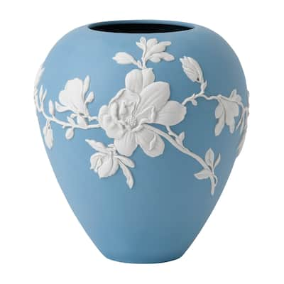 Wedgwood Jasperware Blue 7-inch Magnolia Blossom Vase