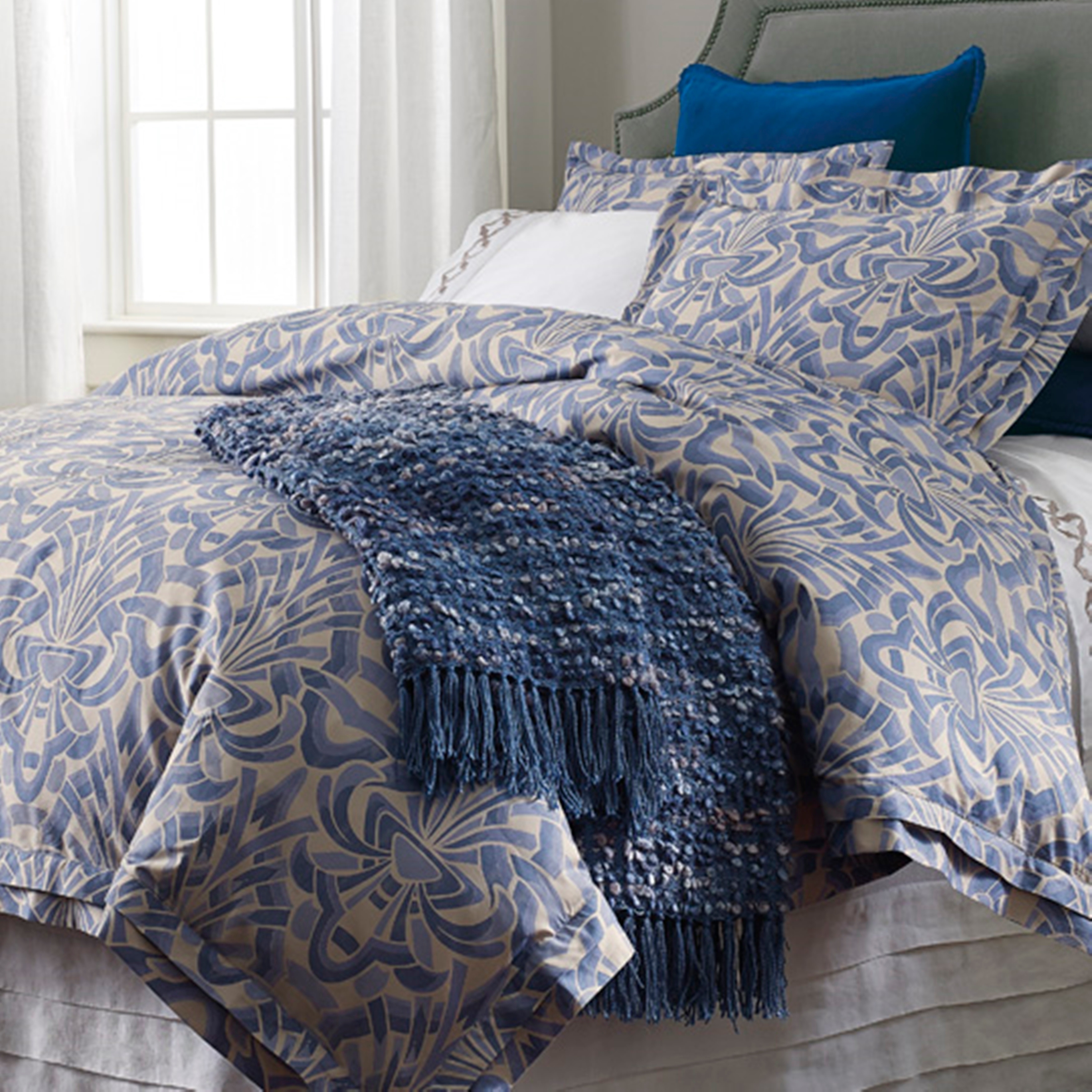 Shop Willow Slate Blue Duvet Cover Full Queen Free Shipping