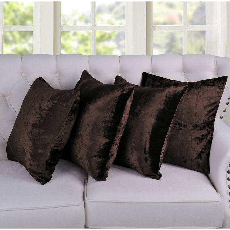 Serenta Velvet Decorative Throw Pillow Cover (set of 4), NO INSERT - Brown