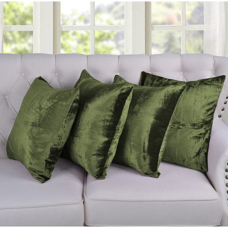 Serenta Velvet Decorative Throw Pillow Cover (set of 4), NO INSERT - Olive