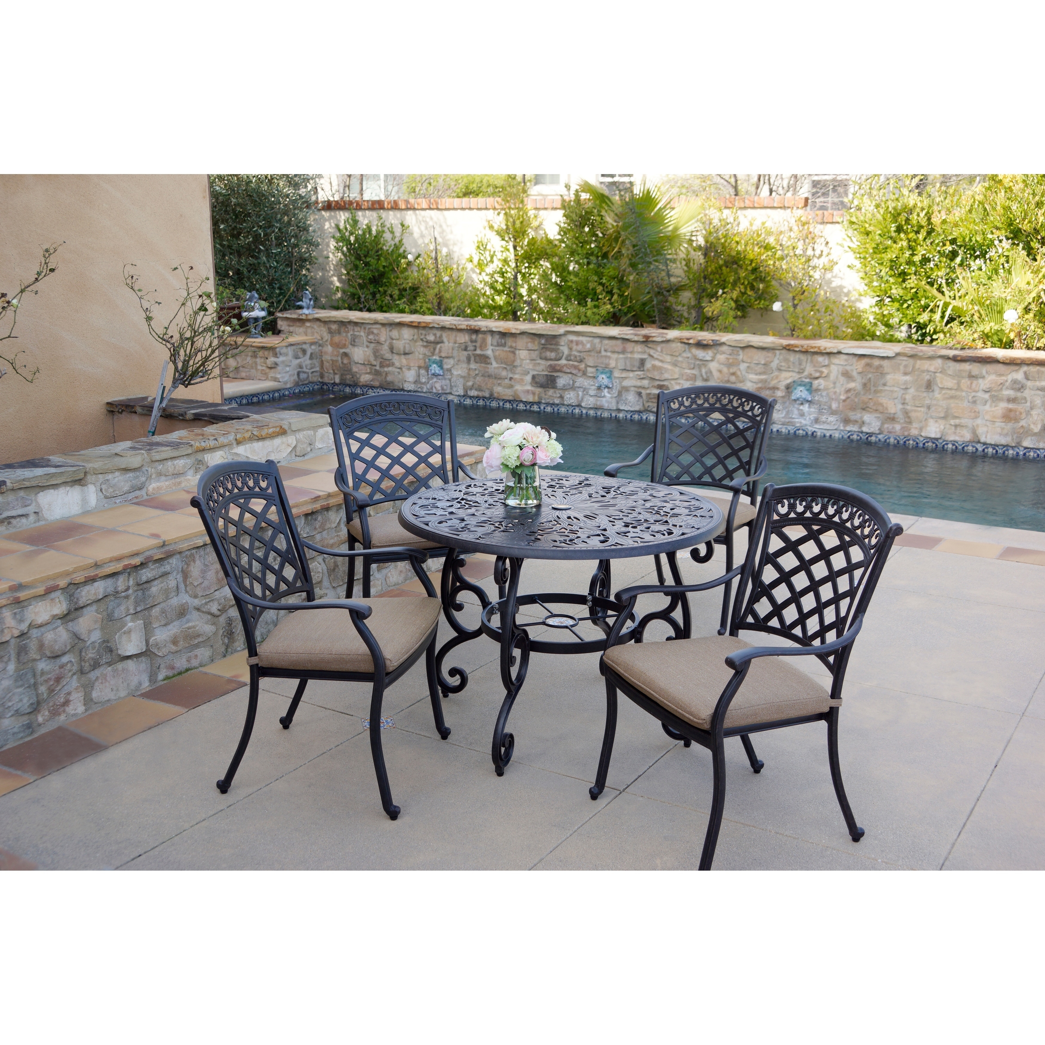 Shop 5 Piece Patio Dining Set 42 Inch Round Dining Table On