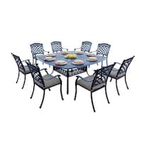 9-Piece Patio Dining Set, 64 Inch Square Dining Table