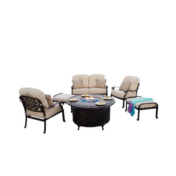 Shop 6-Piece Loveseat Fire Pit Chat Set with Cushions and ... Shop 6-Piece Loveseat Fire Pit Chat Set with Cushions and ... on Safavieh Outdoor Living Granton 5 Pc Living Set id=73641