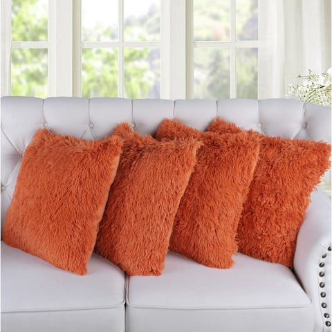 Halsted Shaggy Faux Fur Decorative Throw Pillow Cover Set, NO INSERT