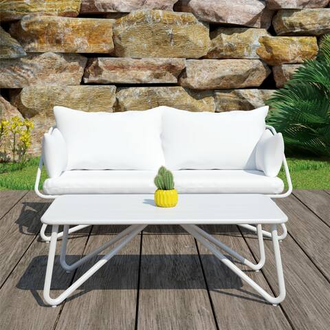 Novogratz Poolside Gossip Collection Teddi Outdoor Loveseat and Coffee Table