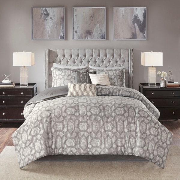 Shop Madison Park Nonnah Grey 7 Piece Jacquard Comforter ...