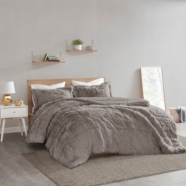 Shop Intelligent Design Leena Shaggy Faux Fur Comforter Set On