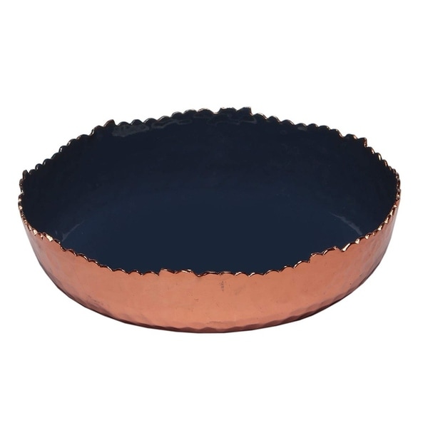 Melange Home Decor Copper Collection, 6-inch Round Platter, Color - Navy
