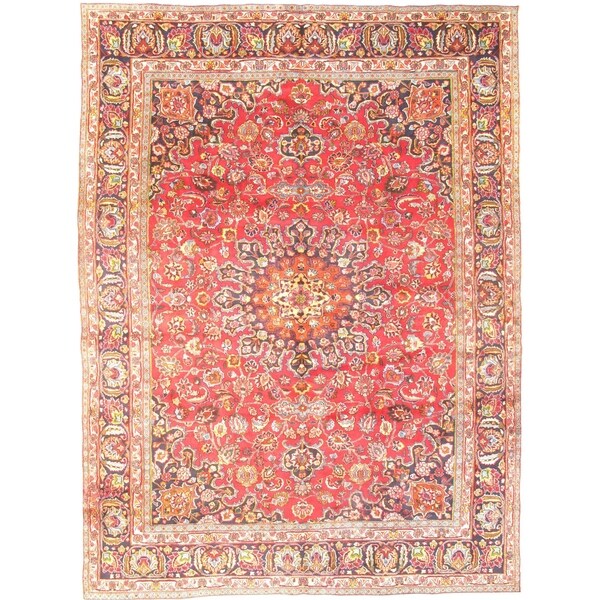 Pasargad NY Original Persian Mashad Hand-Knotted Rug - 9'3" x 12'8" - 9'3" x 12'8"