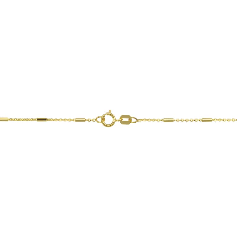 14k Yellow Gold Rolo Link Tube Station Anklet (1.2 millimeter, 10 inches)