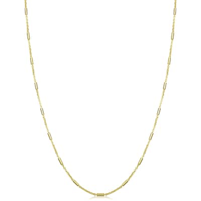 14k Yellow Gold Rolo Link Tube Station Necklace (18, 26, or 30 inches)