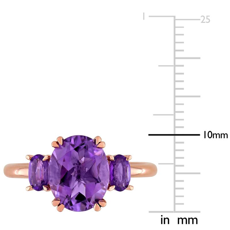 Miadora 14k Rose Gold Oval-Cut Amethyst and African-Amethyst 3-Stone Ring