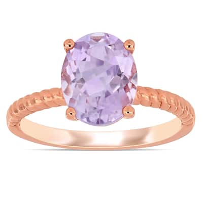 Miadora 14k Rose Gold Oval-Cut Rose De France Solitaire Twist Ring