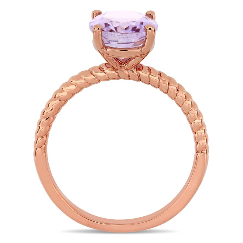 Miadora 14k Rose Gold Oval-Cut Rose De France Solitaire Twist Ring