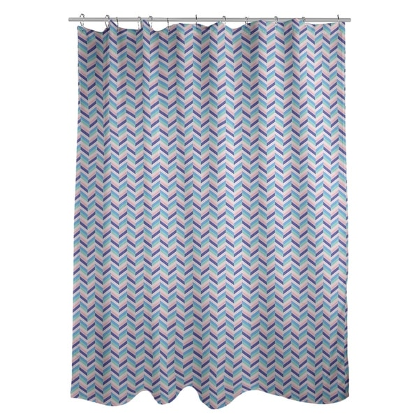 pink and navy shower curtain