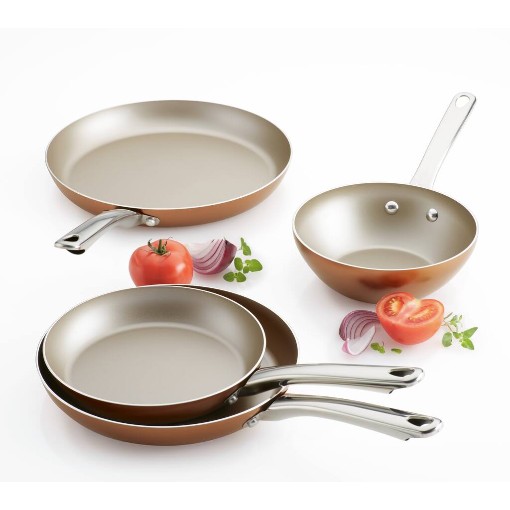 Farberware Aluminum Nonstick Cookware Set, 4-Piece, Copper