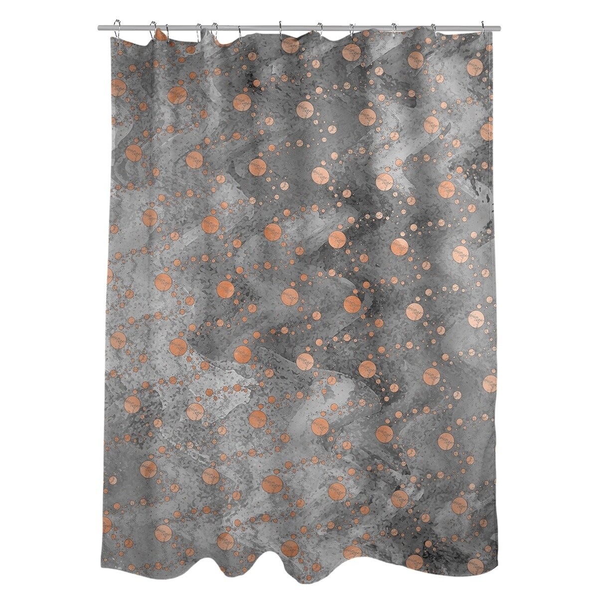 orange and black shower curtain