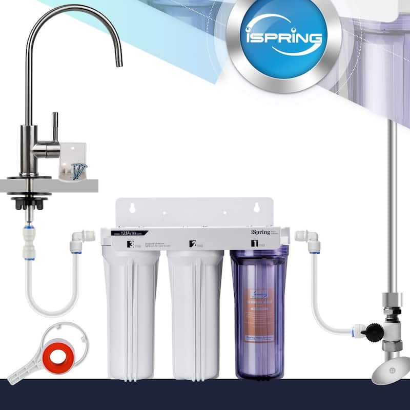 iSpring 3-Stage Under Sink High Capacity Tankless Drinking Water Filtration System