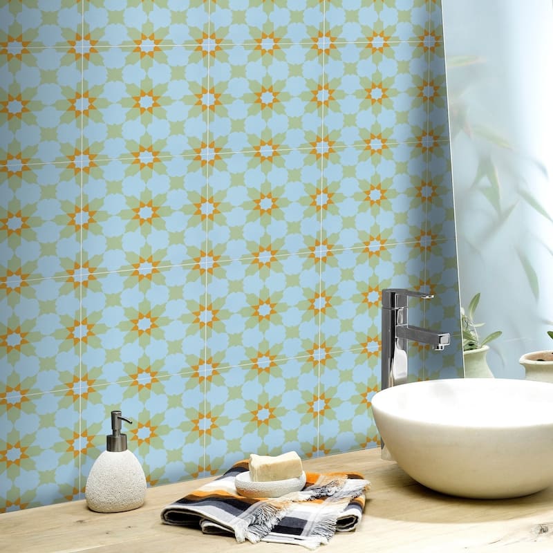 Handmade Ahfir in Blue and Orange Tile, Pack of 12 (Morocco)