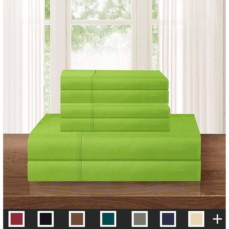 Elegant Comfort Solid 6-PIECE Sheet Set with Deep Pockets & Hypoallergenic - Full - Lime