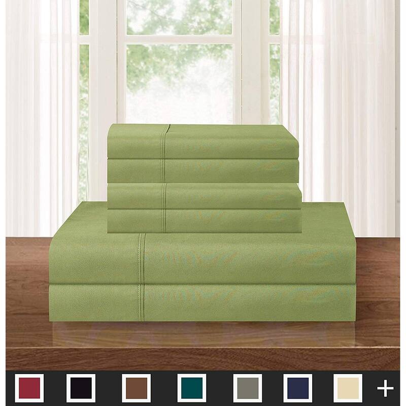 Elegant Comfort Solid 6-PIECE Sheet Set with Deep Pockets & Hypoallergenic - Full - Sage