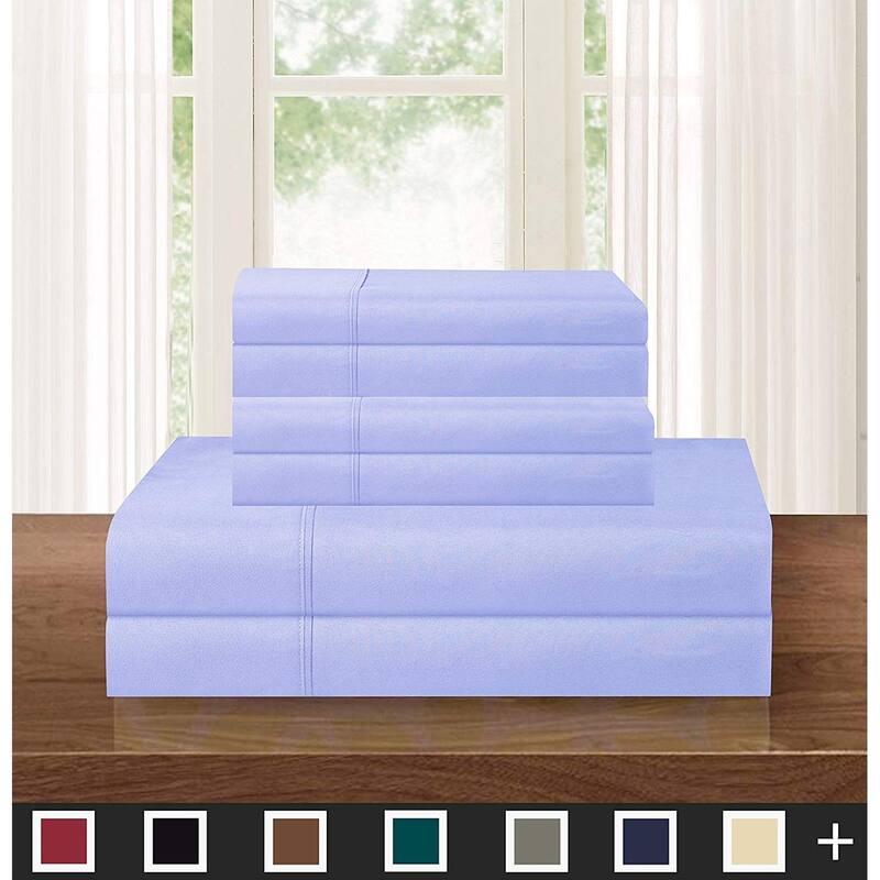 Elegant Comfort Solid 6-PIECE Sheet Set with Deep Pockets & Hypoallergenic - Twin - Lilac