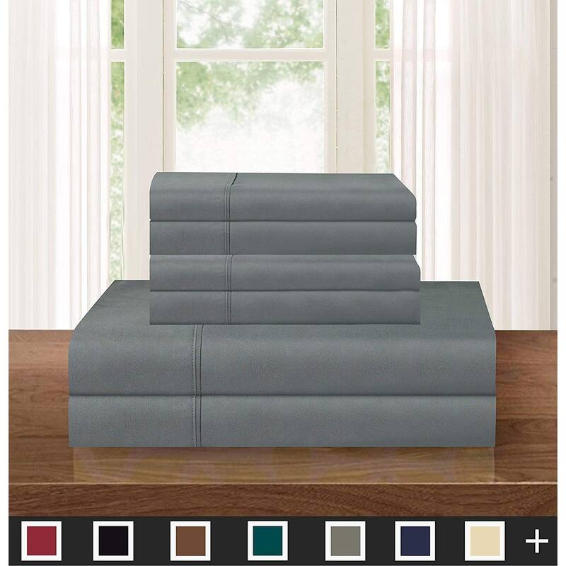 Elegant Comfort Solid 6-PIECE Sheet Set with Deep Pockets & Hypoallergenic - Full - Gray