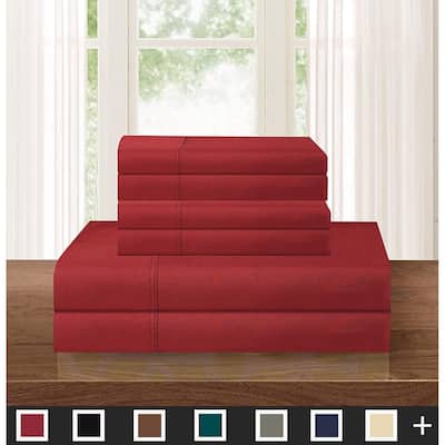Elegant Comfort Solid 6-PIECE Sheet Set with Deep Pockets & Hypoallergenic
