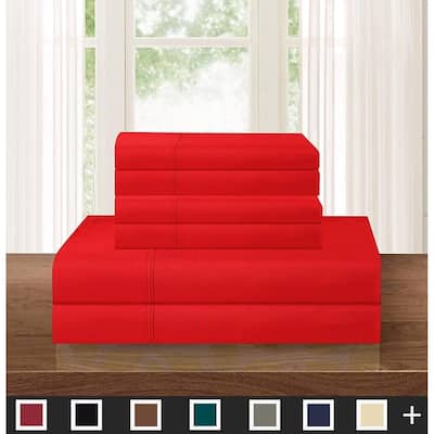 Elegant Comfort Solid 6-PIECE Sheet Set with Deep Pockets & Hypoallergenic