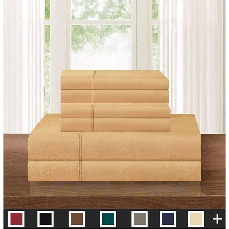 Elegant Comfort Solid 6-PIECE Sheet Set with Deep Pockets & Hypoallergenic - Full - Gold