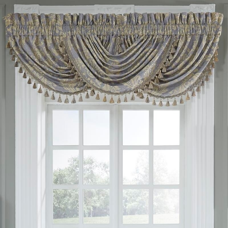 Shop Croscill Nadia Light Gray And Gold Jacquard Waterfall Valance