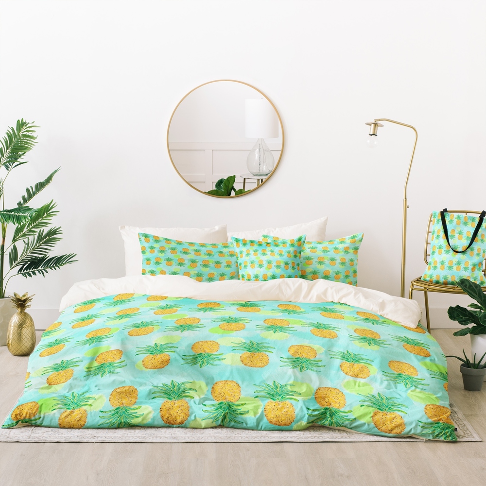 Deny Designs Pineapples and Polka Dots Duvet Cover Set (5 Piece Set)