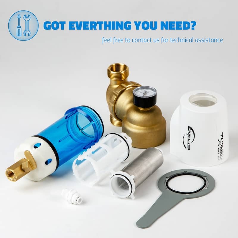 iSpring WSP50GR - Reusable Spin Down Sediment Water Filter (50 Micron w/Scraper & 360-deg Head)
