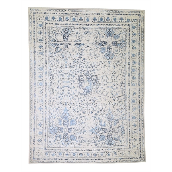 Shahbanu Rugs Modern Broken Design Kashan Wool and Silk Hand Knotted Oriental Rug (9'0" x 12'1") - 9'0" x 12'1"