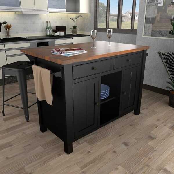 Shop 222 Fifth Atlantic Black Kitchen Island (With ...