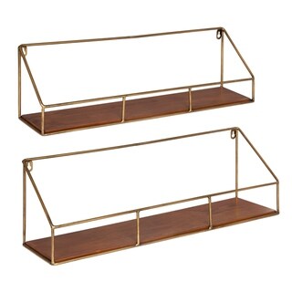 Kate and Laurel Westland Wood/ Metal 2-piece Floating Wall Shelves Set - 2 Piece