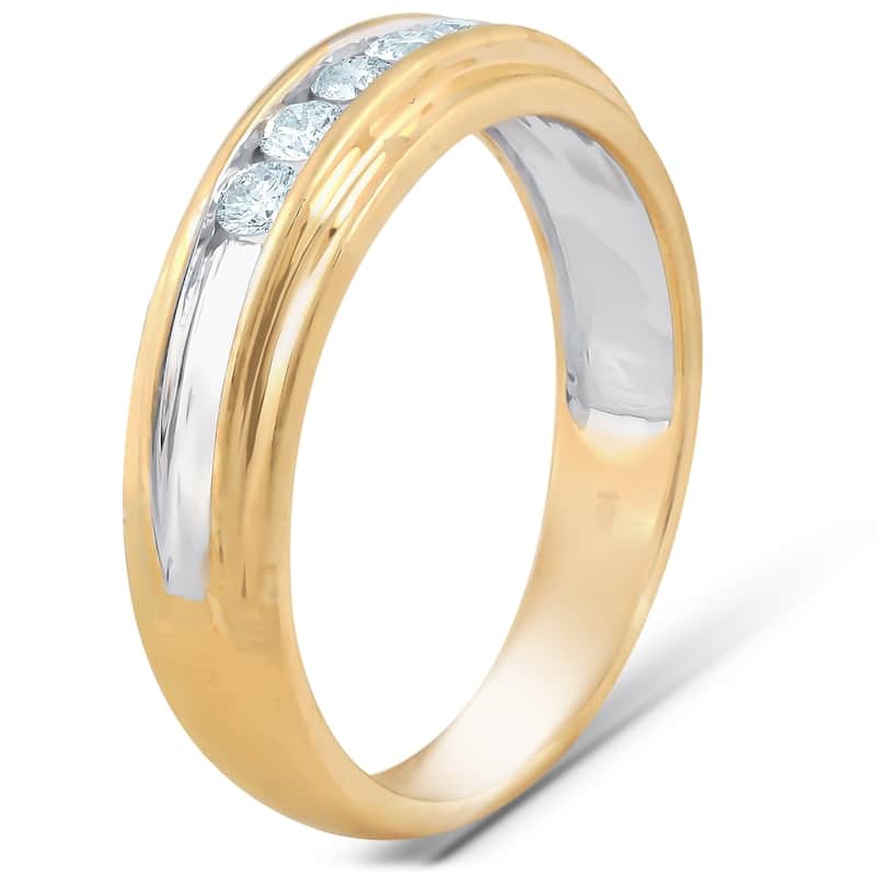 Pompeii3 10k Yellow Gold 1/4 Ct TDW Mens Diamond Channel Set Wedding Ring Anniversary Band
