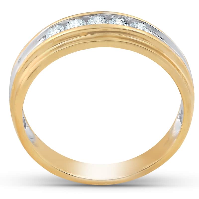 Pompeii3 10k Yellow Gold 1/4 Ct TDW Mens Diamond Channel Set Wedding Ring Anniversary Band