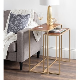 Kate And Laurel Wardwell Metal And Wood Nesting Table Set - 2 Piece ...